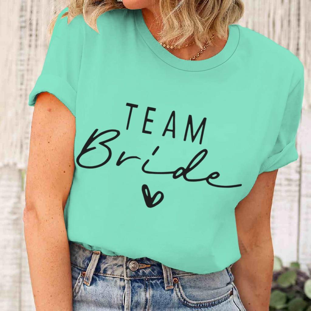 Summer Tops Team Bride Vintage Shirt Future Bride Wedding Bachelorette T-Shirts Short Sleeve Unisex Bride Team Wedding Party Tees