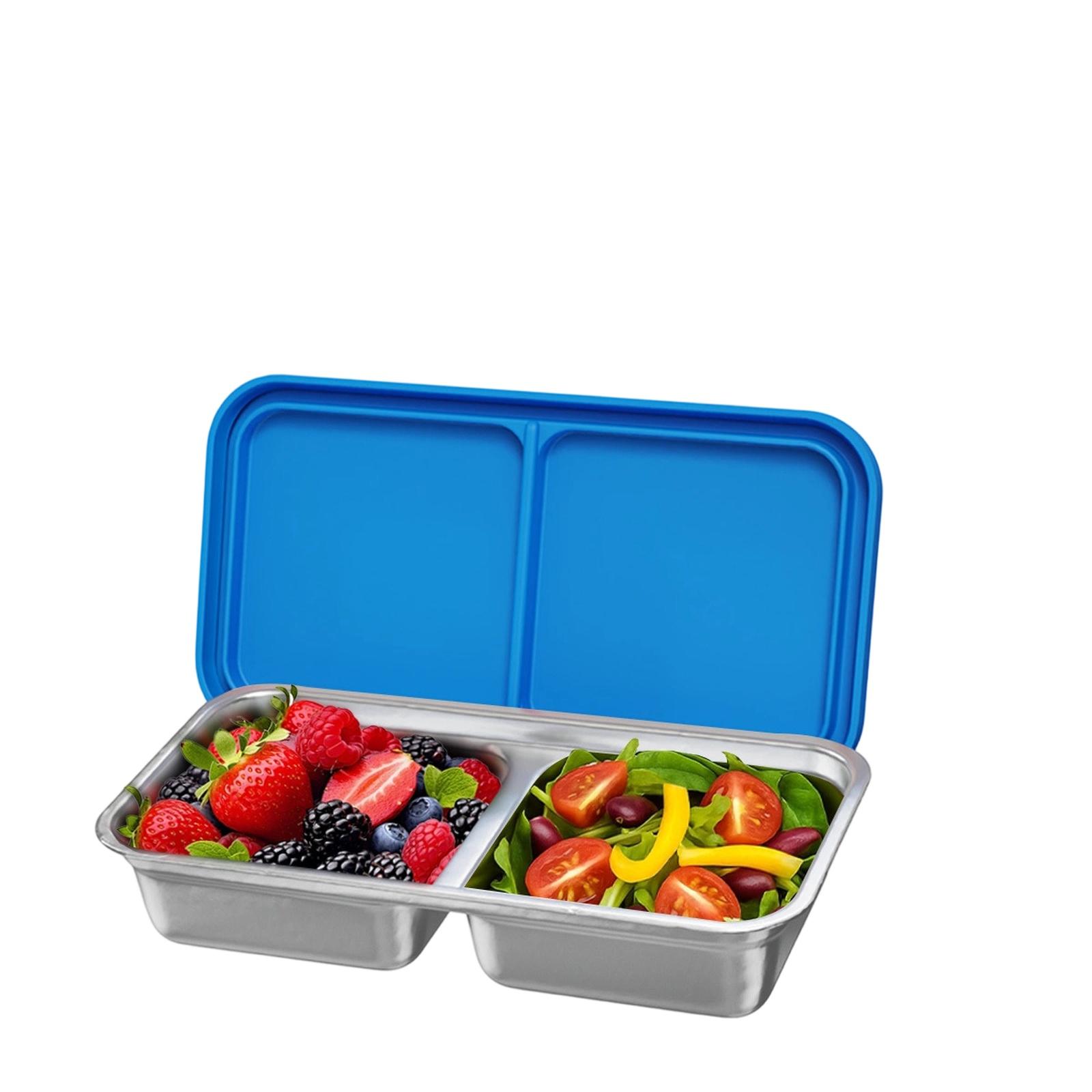 

Прямоугольный ланч-бокс из нержавеющей стали 304 с силиконовым уплотнением, бенто-бокс, контейнер для раздельного хранения еды one size синий