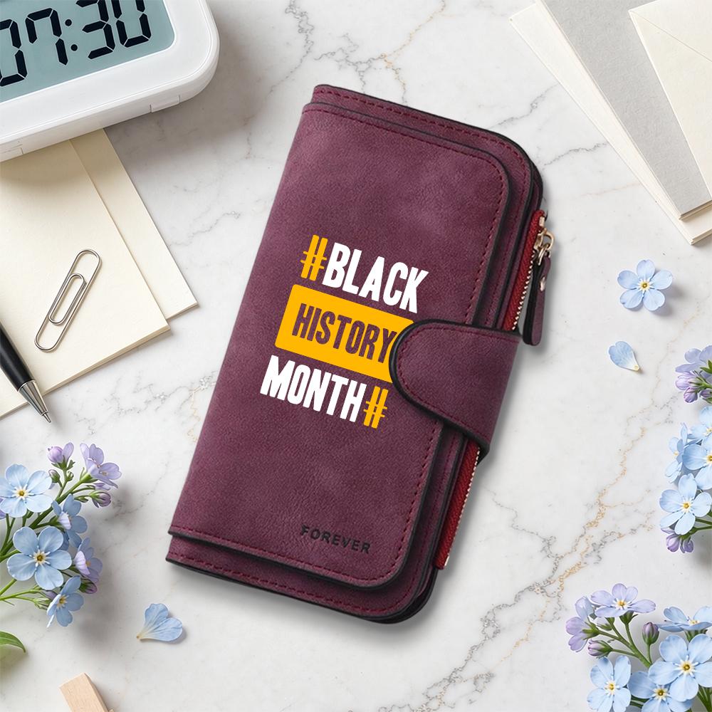 Stylish Black History Month Printed Long Wallet Portable Card Holder Cash Purse for Daily Use
