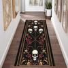 Skull Runner Rug Gothic Hallway Rug Chains and Roses Carpet, Dark Aesthetic Rug Washable Rug Non Slip Rugs Home Decoration
