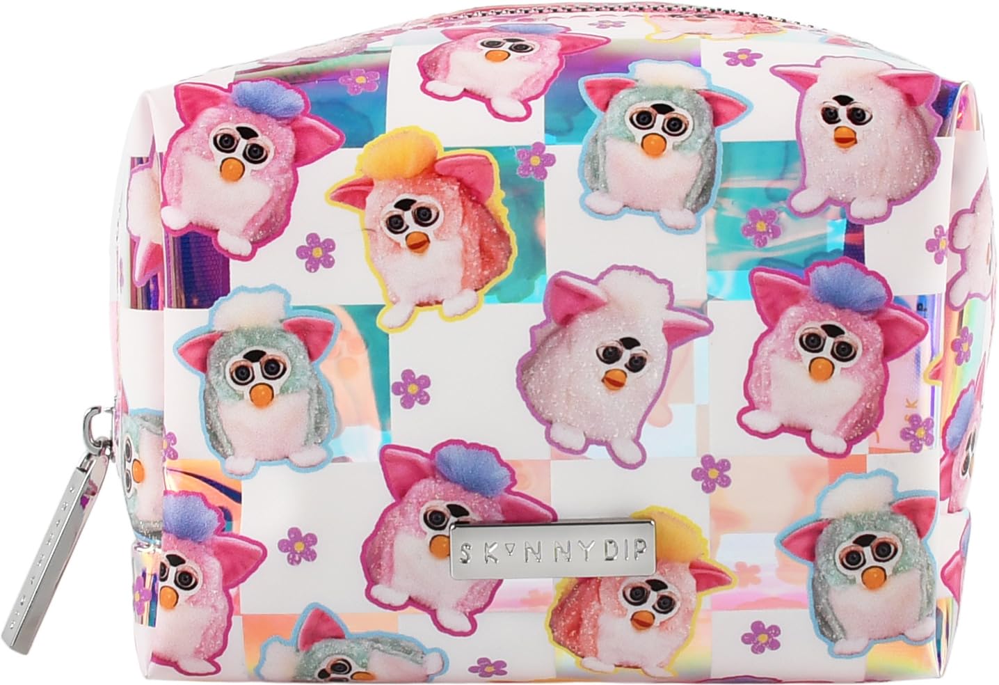 

SKINNYDIP Furby Y2K Повторяющийся голографический косметический кошелек