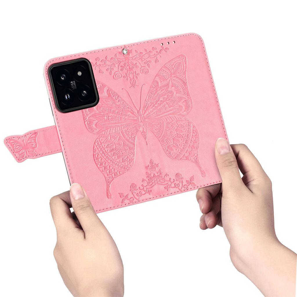 For Xiaomi 14T Pro Case PU Leather Wallet Phone Cover Butterfly Pattern