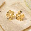 Exquisite Flower & Pearl Stud Earrings for Women High-End Trendy Wedding Zircon Female Gift