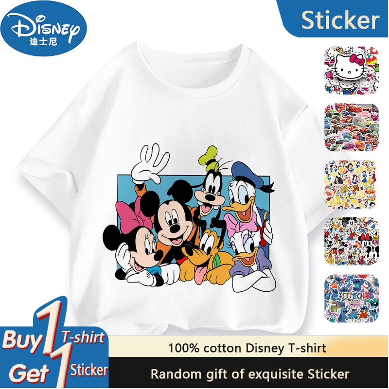 Disney 2025 Summer Street Fashion Boys Girls Cotton Skin Friendly Tops Donald Duck New Printed Short Sleeve T-Shirt