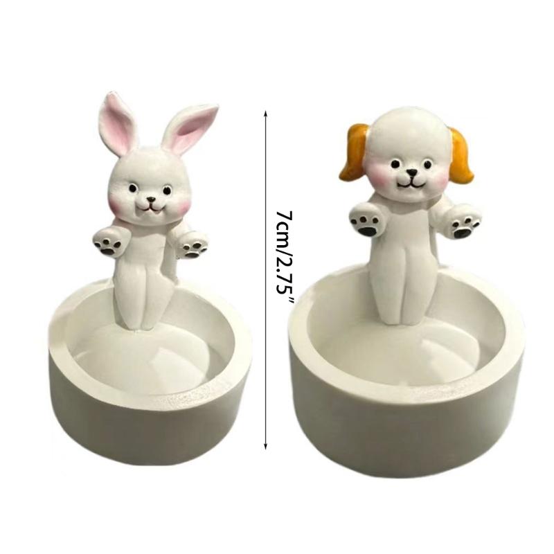Cartoon Kaninchen Kerzenhalter Harz Kerzenständer Lieblicher Kerzenständer für Hundeliebhaber Heimdekorationen Valentinstagsgeschenk