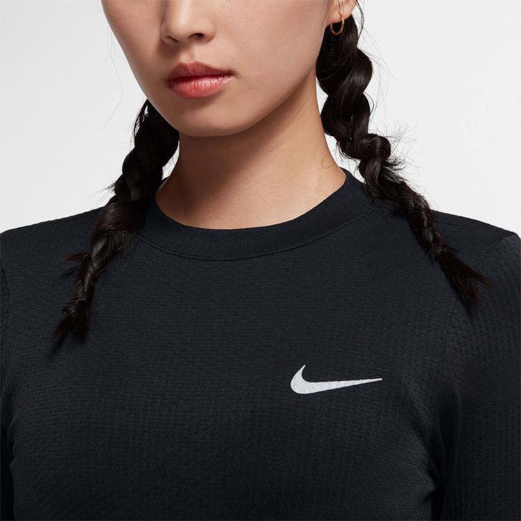 Nike Dri-Fit Miler Casual Training Running Long Sleeve T-Shirt Women Tops Black AT4193-010