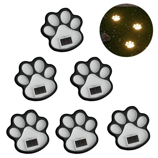 Solar Dog Paw Print Lawn Light, LED Garden Stake Light, Waterproof Outdoor Decorative Footpath Light for Yard Patio, Walkway Landscape Lighting