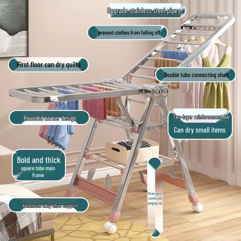 Floor-Standing Folding Towel and Clothes Rack for Hairdressing Salons and Barber Shops