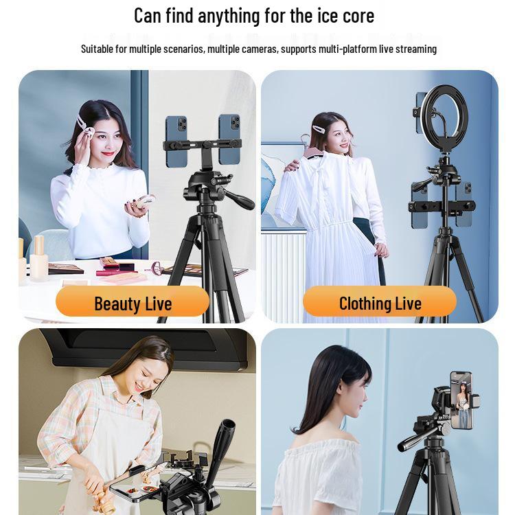 Dual-Position Mobile Phone Holder with Fill Light for Streaming and Photography