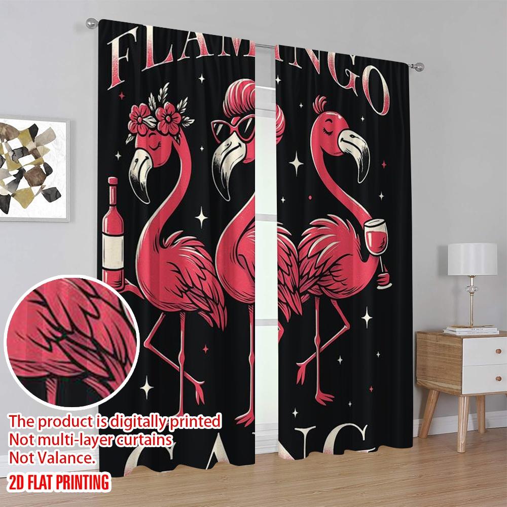 2Pcs,2D Plane Printing Curtains Roller Blinds Fashion Flamingos 100% Polyester (Without Rod) Decorations For Home Perfect For