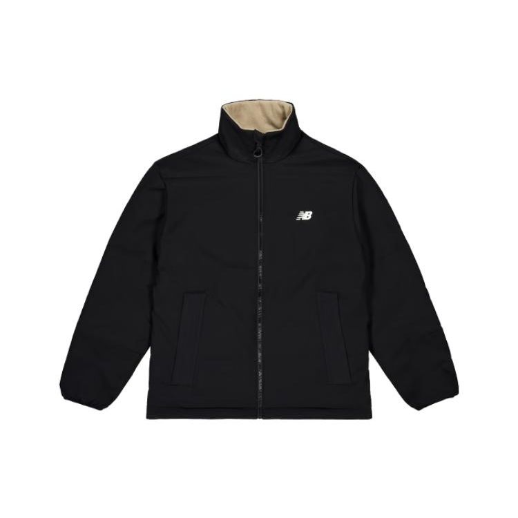 

New Balance однотонная двусторонняя хлопковая куртка с воротником на молнии с длинными рукавами, мужская верхняя одежда, черный AMJ33373-BK
