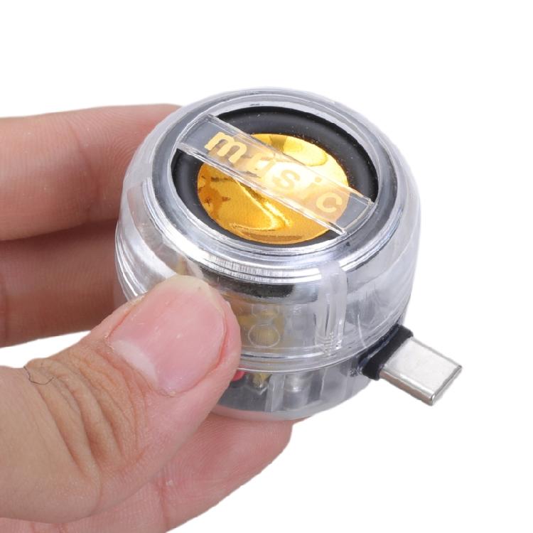 Typ C Mini-Handy-Lautsprecher Stereo-Sound Externer Musikplayer Surround-Lautsprecher Klares Gehäuse Tragbarer Soundverstärker