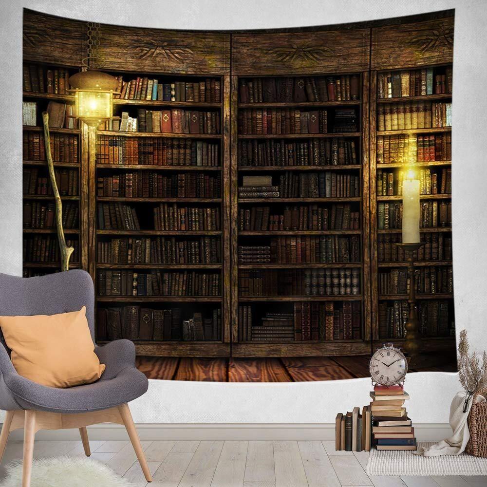 Vintage medieval tapestry bookshelf wizard 75x100 чёрный