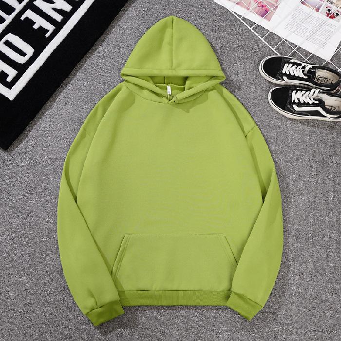 Women's Plain Loose-fit Minimalist Long-sleeved Hooded Sweatshirt