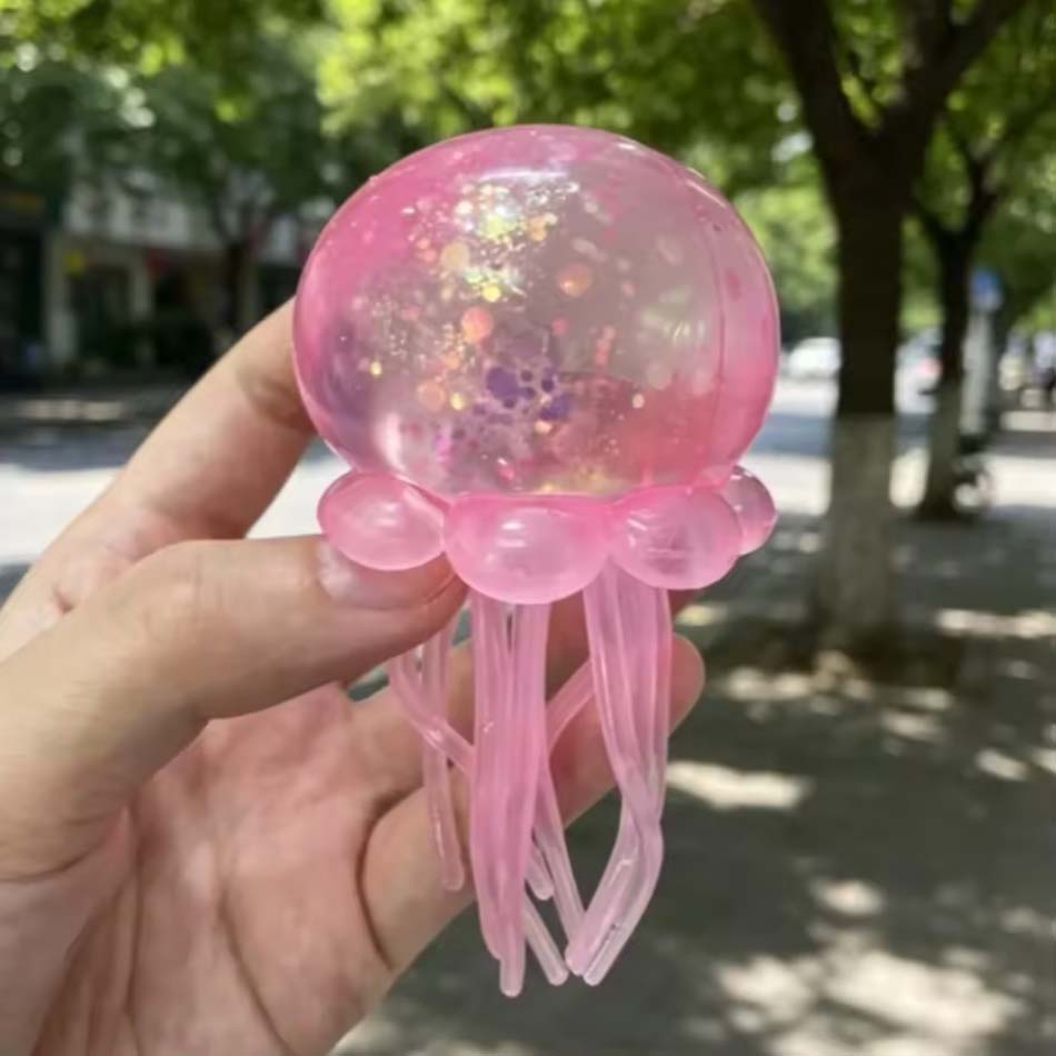 Trending Jellyfish & Cube Squish Toy, Soft Jelly Squeeze Stress Relief Fidget Toy, Sensory NeeDoh for Kids & Adults