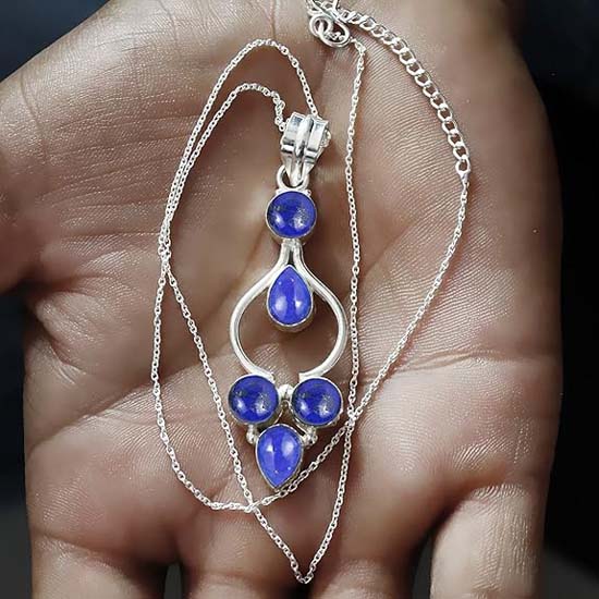 Lapis lazuli gemstone necklace, Women Boho necklace, halloween Gift, Handmade Necklace, Designer Necklace