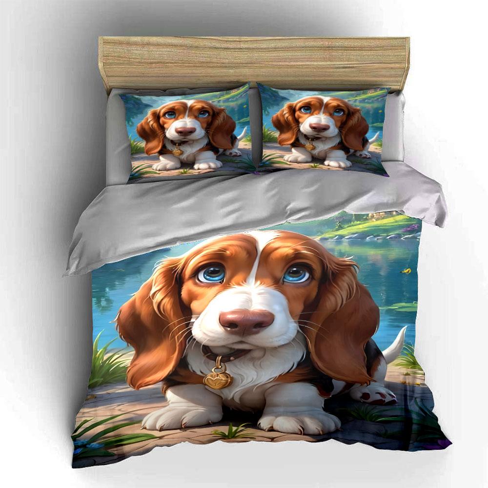 Adorable Puppy by Scenic Lake Bedding Duvet Cover Set  (1*Duvet Cover 2*Pillowcases, without duvet insert)