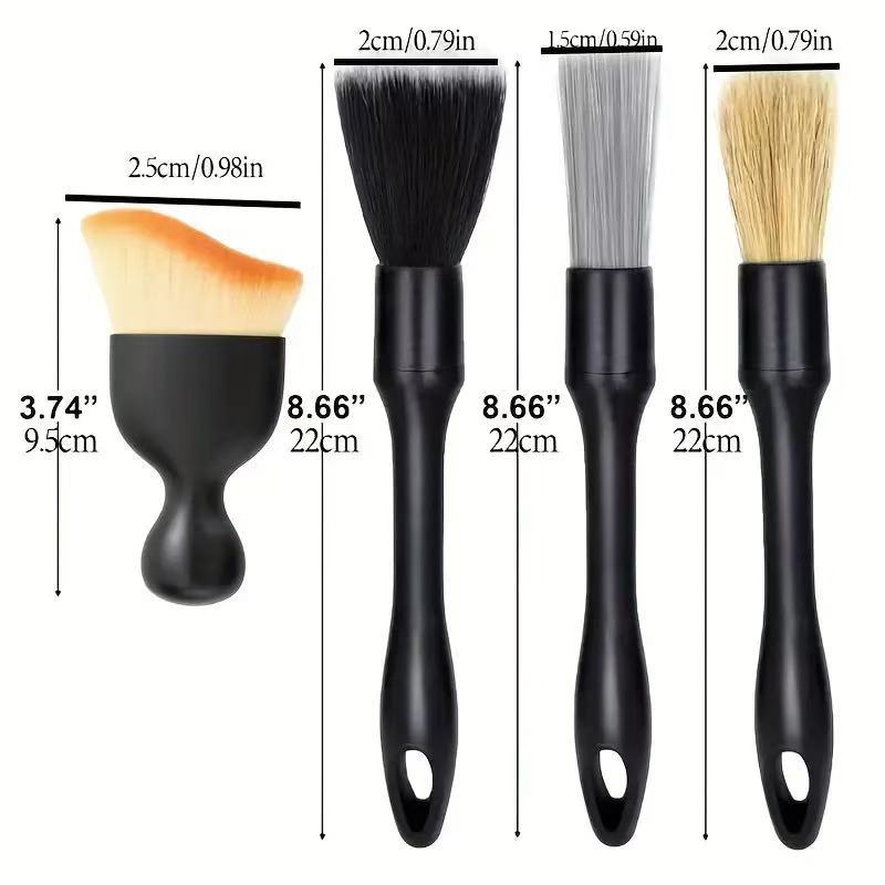 4Pcs/set Car Interior Cleaning Brush Detail Cleaning Brush Tire Brush Soft Bristle Brush Car Wash Tool Gap Brush