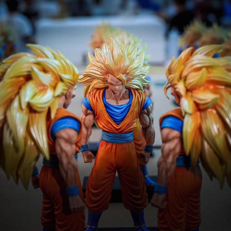 34cm Jt Star Orbit Super Three Goku Anime Figure Model Dragon Ball Super Saiyan Gk Statue Model Play Ornament Male Birthday Gift