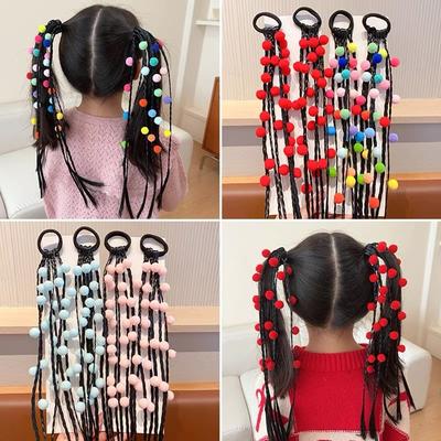 1 STK Hübsche Mädchen Farbball Perücken Pferdeschwanz Stirnbänder Gummibänder Haarbänder Kopfschmuck Kinder Haaraccessoires Haarschmuck