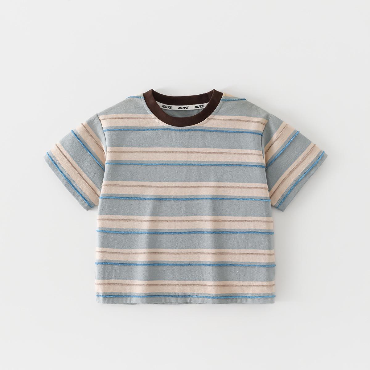 Beiteng Boys Summer Striped Korean Style Short Sleeve T-shirt 100 cm светло-синий