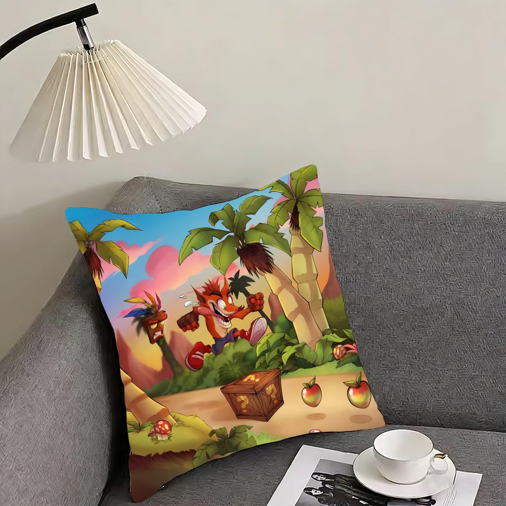 Game Cartoon Crashs B-Bandicoot Cushion Cover Reversible Plush Pillow Cover – For car, sofa, bedroom, perfect as a gift.
