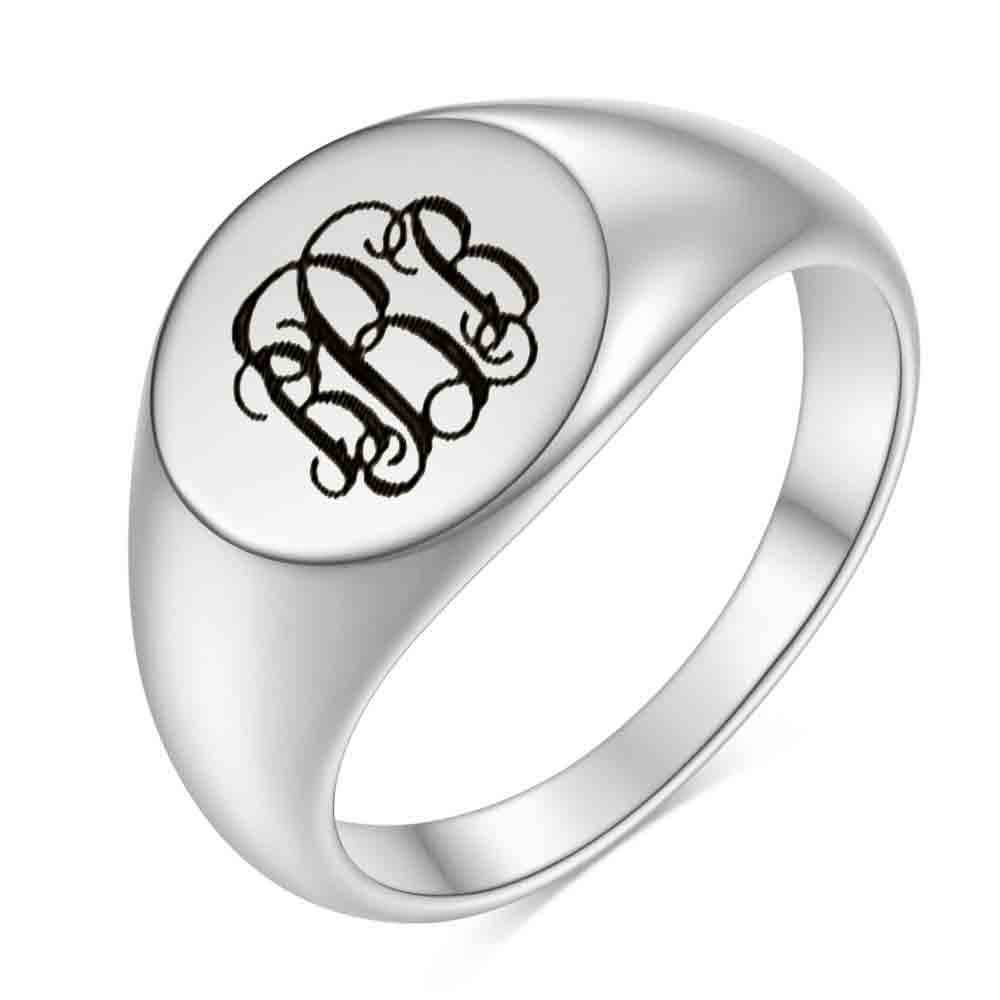 Stainless Steel 26 English Alphabet Printed Font Ring, Silver Color, Fashionable and Simple Titanium Steel Women's Ring