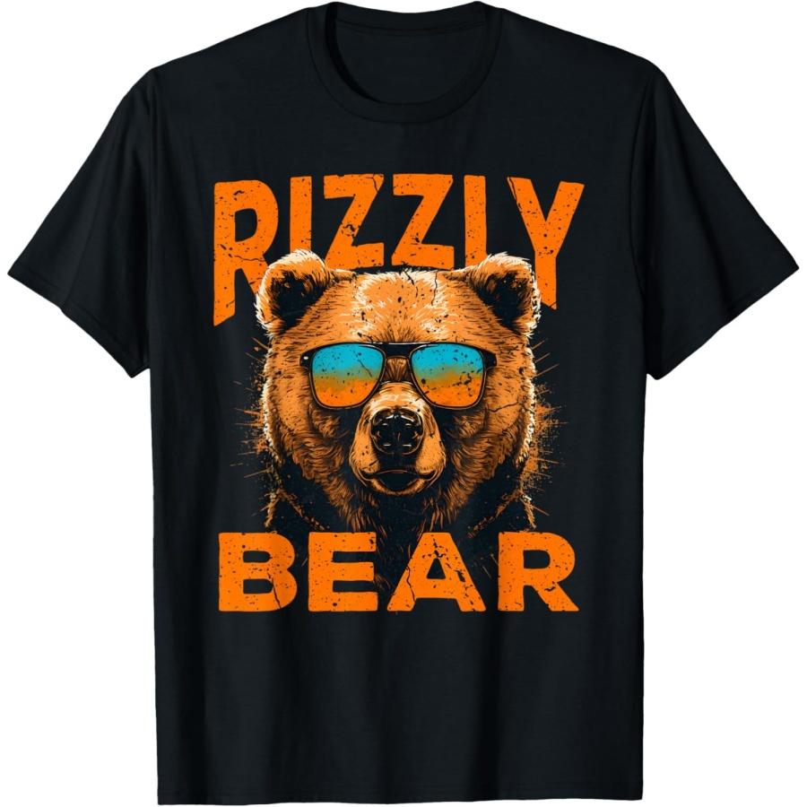 Rizzly Bear Крутой Медведь Гризли в Солнечных Очках Забавная Мемная Футболка S