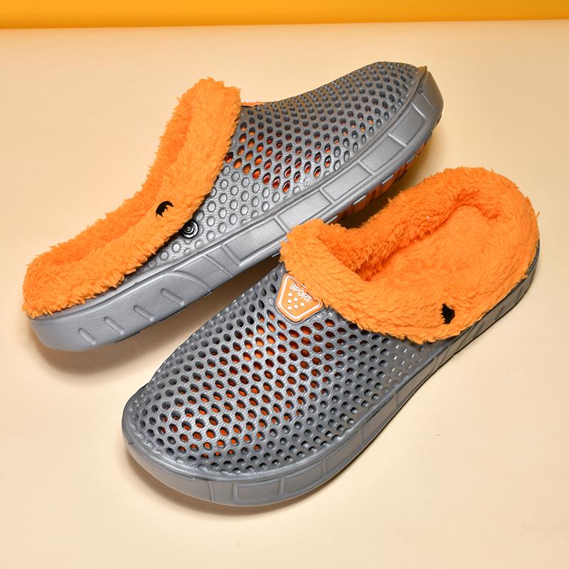 Fashion Winter Men's Slippers Warm Fur Outdoor Comforty Couple Shoes Thick Sole Plush Home Shoes Men Women Anti-slip Slides Garden Shoes