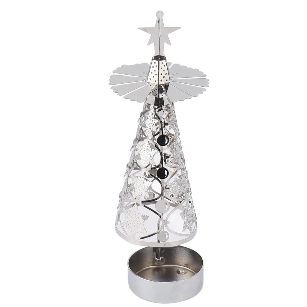 Spinning Candle Holder Rotating Candlestick Set for Romantic Wedding Christmas Party Silver