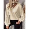 Maglietta a Maniche Lunghe con Scollo a V per Autunno Inverno, Maglieria Casual Elegante e Comoda per Donna, Top alla Moda Crossbody Stile Europeo Americano