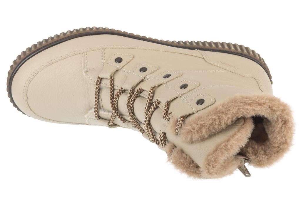 RIEKER Booties, Womens Beige Lace-up Shoes