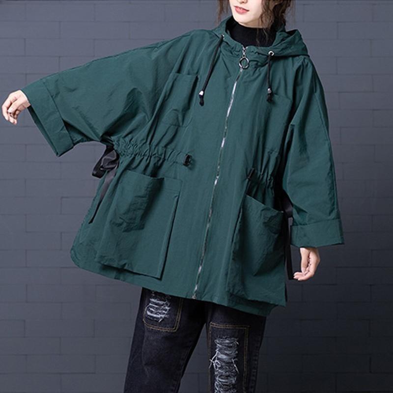 Women Jacket Coat Big Size  Autumn Winter Vintage Female Outerwear Loose Big Size Long Sleeve Hooded Clothes