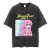 Vintage Gewaschenes Locker geschnittenes Hip Hop Streetwear T-Shirt für Herren & Damen, Anime Bocchi The Rock Hitori Gotoh Grafikdruck