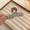 For Strong Hold Bun Women Girls Daily Use Headwear Rhinestones Leaf Shaped Hair Claw Small Size Crystal Wheat Shark Jaw Clamp