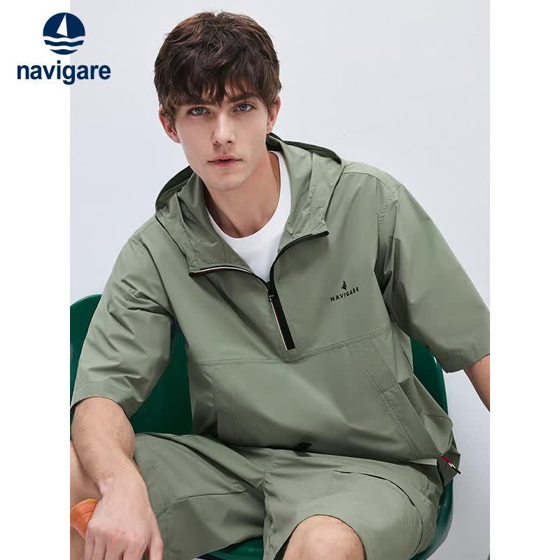 Navigare Men s Hooded Short-Sleeve UPF50+ Sun Protection Shirt M