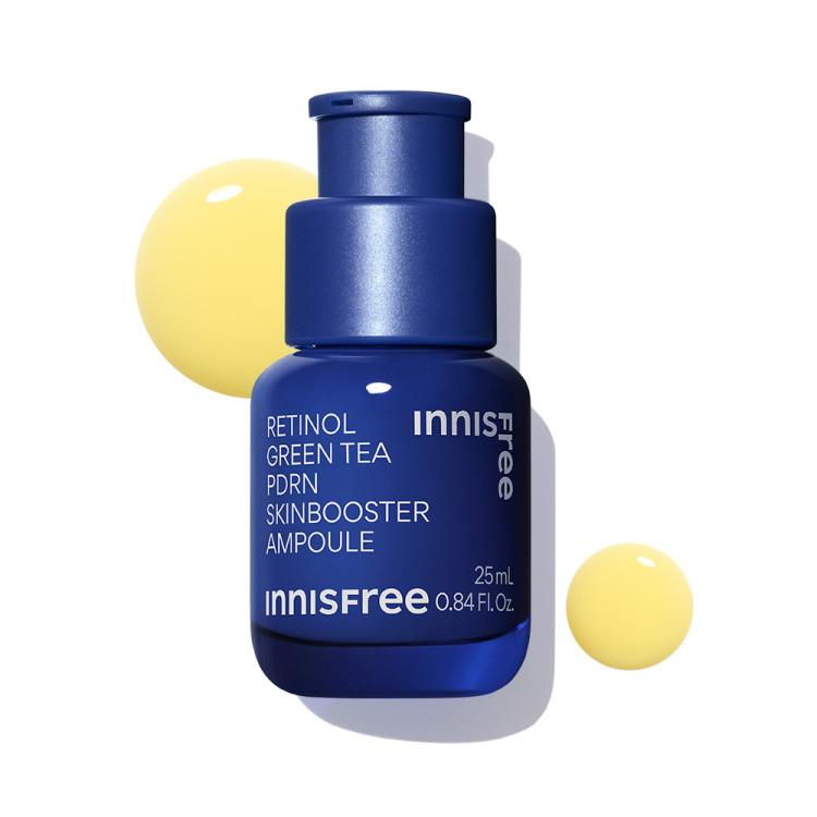 [New Product] Innisfree Retinol Green Tea PDRN Skin Booster Ampoule (PDRN, Quick Glow, Pores) 25ml, 2 Units, Korean Cosmetics
