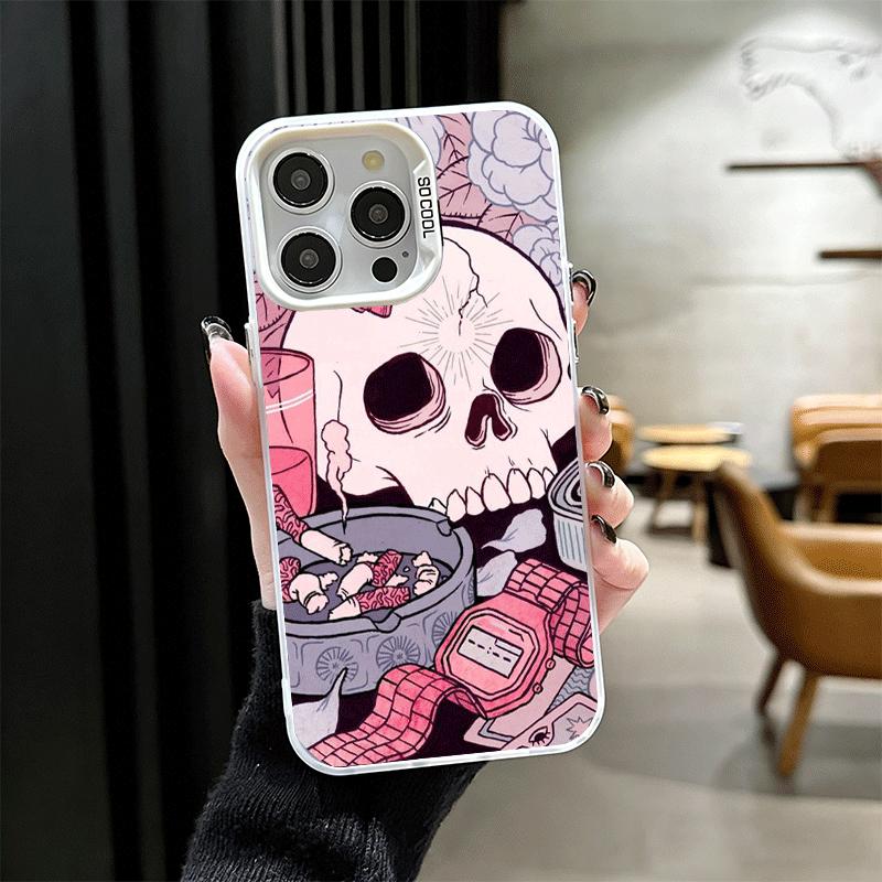 Pink Style Skull Witch Shockproof Phone Case for iPhone 17 Air 16 16E 15 Pro Max 14 Plus 13 Mini 12 Back Cover Anti Fall Fundas
