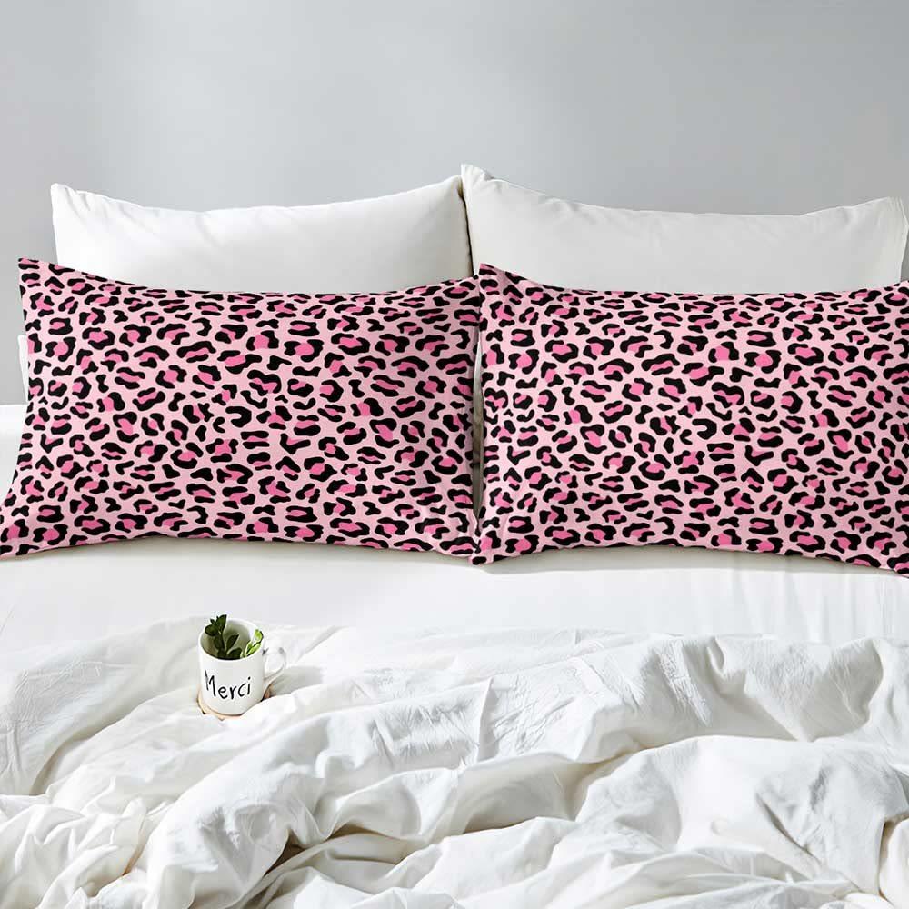 Pink Leopard Print Duvet Cover Girl Girl Bedding Digital Printing Three-Piece Quilt Cover Bedroom Decoration