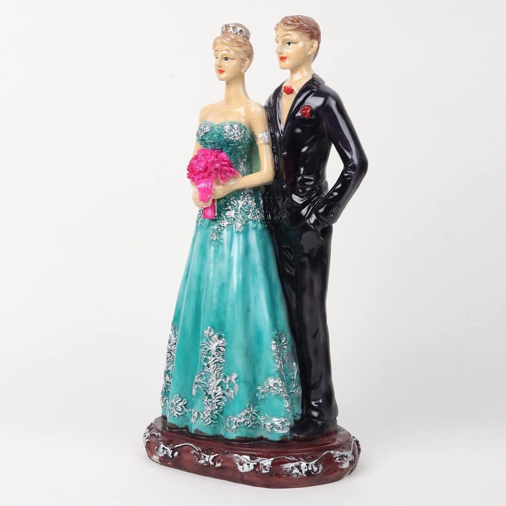 Svatební pár s květinovou sochou idol pro domácí dekoraci, dárek k výročí a svatbě