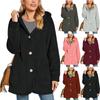 Women's Long Sleeve Button Pocket Casual Plush Hooded Jacket