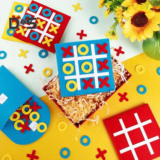 3/12/24Pcs Mini XO Felt Board Game Educational XO Puzzle Toy Toddler Boys Girls Portable Travel 2 Player Battle Strategic Board Game