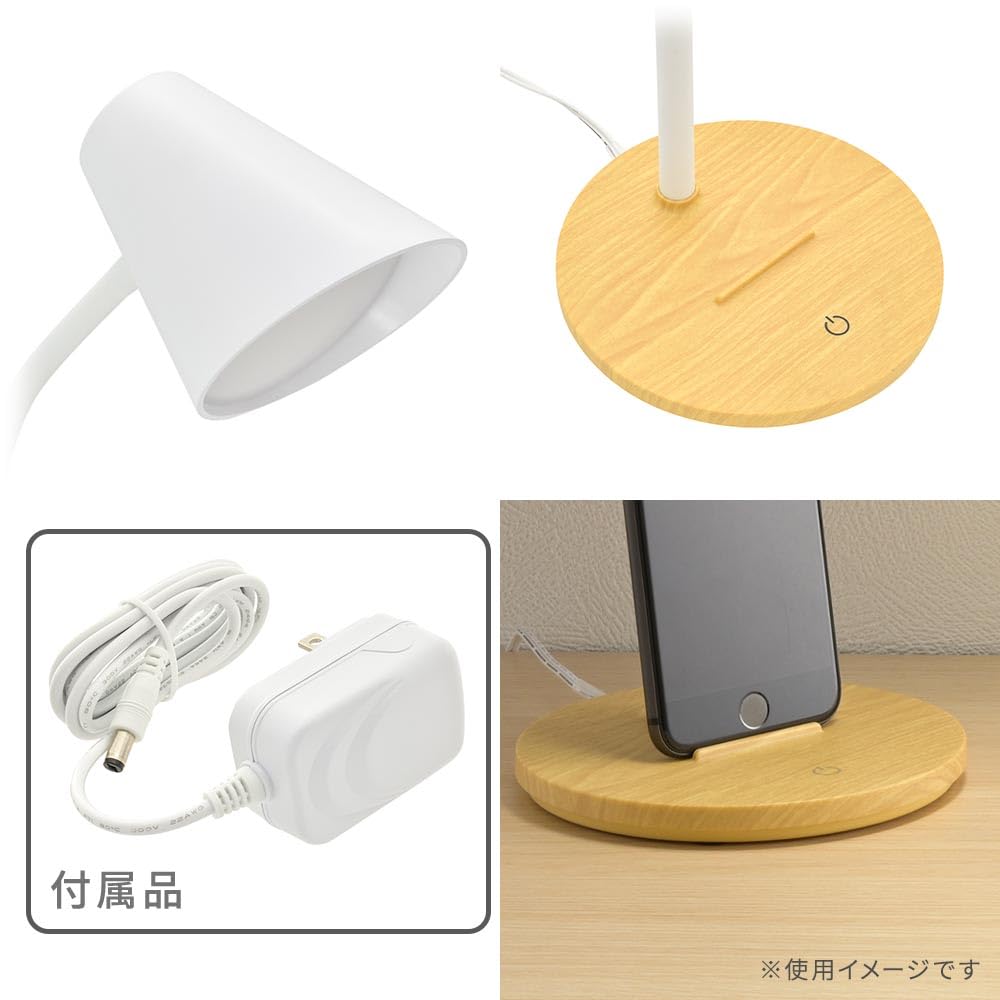 OHM OHM Electric LED Desk Light with Smartphone Stand, 500 Lumens, Daylight White, 3-Level Dimming, Flexible Arm, White, DS-LS24N-WN 06-3850