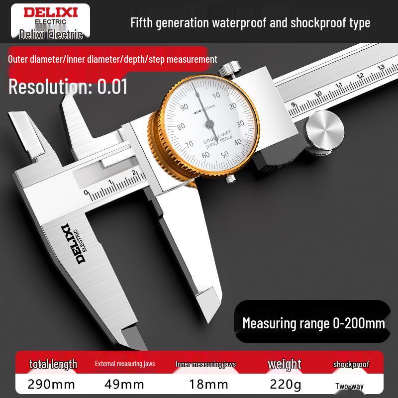 Delixi High Precision 0-300mm Shockproof Stainless Steel Vernier Caliper