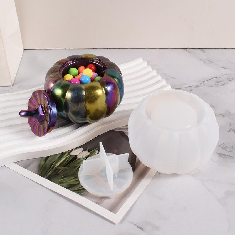 Pumpkin Storage Box Mold Halloween Pumpkin Silicone Jewelry Box Mold Storage Box Container Mold With Lid