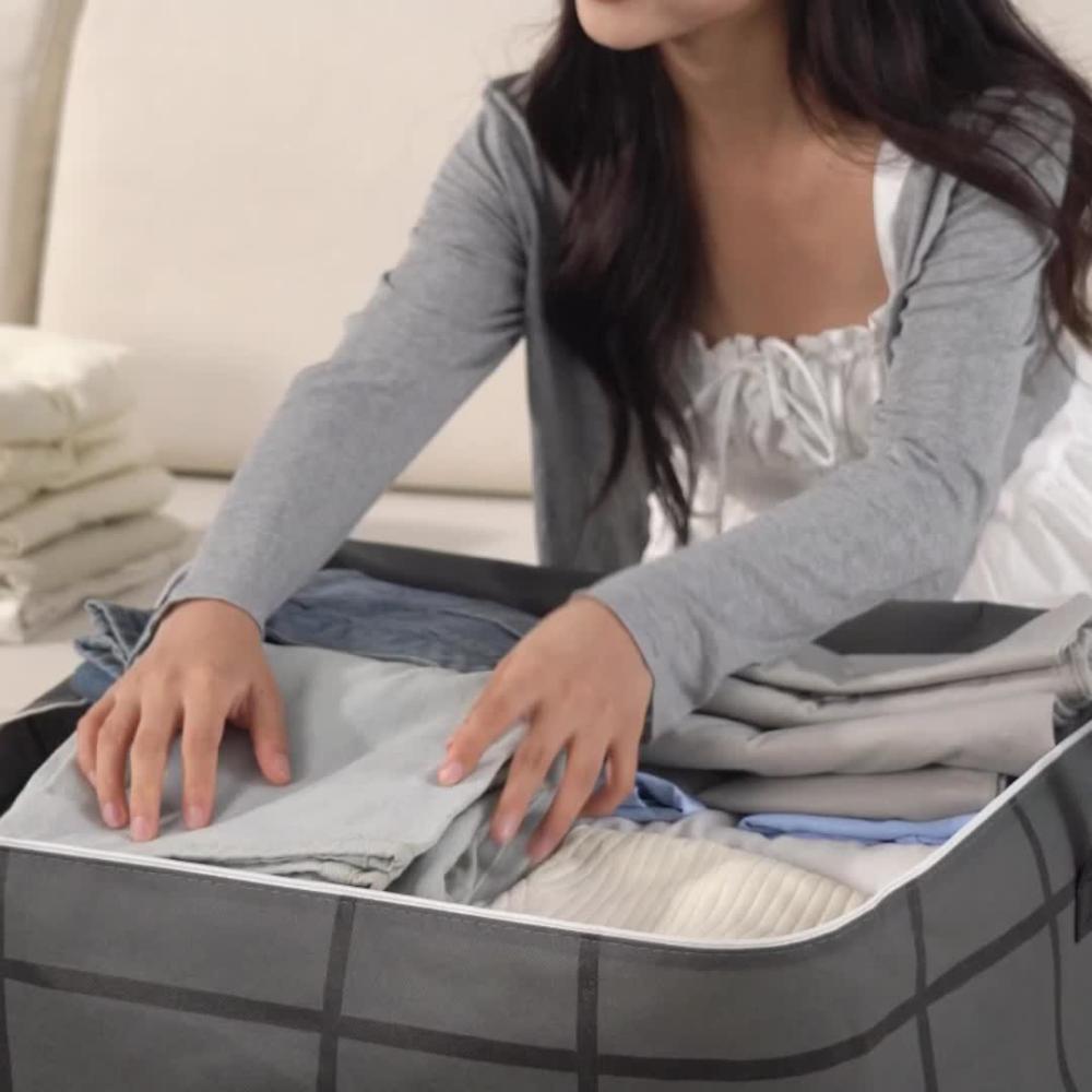 Borsa Contenitore Pieghevole per Armadio, Scatola Contenitore di Grande Capacità, Organizer Domestico con Doppia Cerniera e Maniglia, per Vestiti, Biancheria da Letto, Traslochi, Viaggi, Contenitore Sottoletto