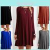 Elegant Women Autumn Fashion Basic Loose Slim Long Sleeve Mini Dress In S-5xl