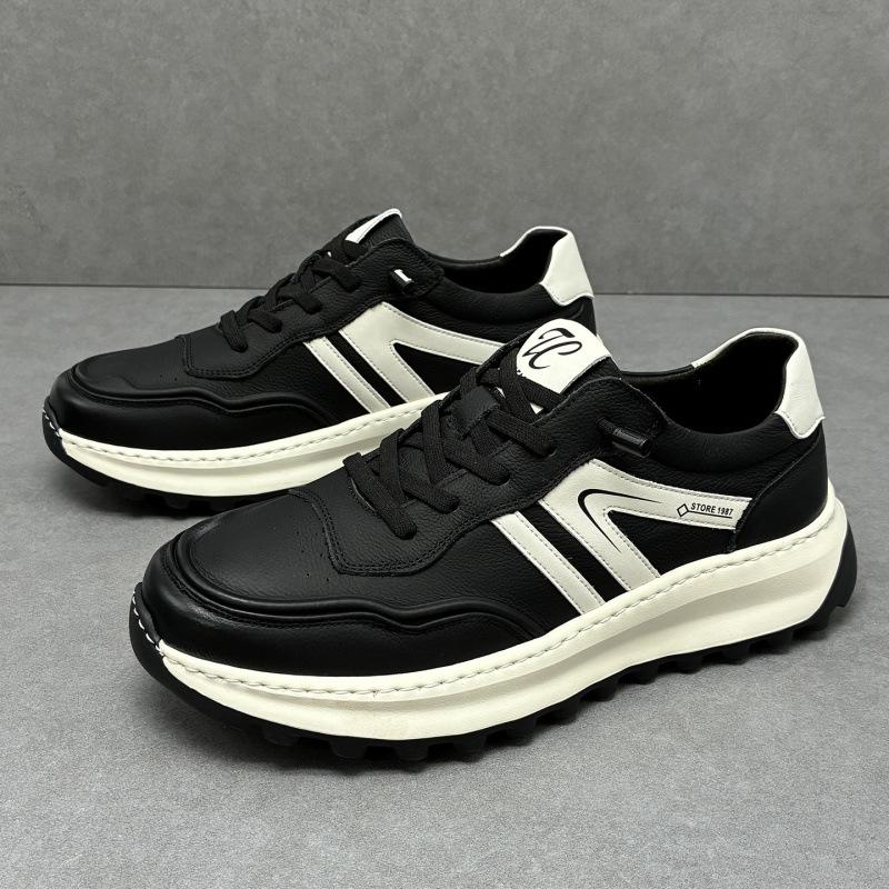 Cross-Border Lightweight Men'S Shoes, Leather Breathable Little White Shoes, Trendy Versatile Sports Leather Shoes, Men'S Casual Board Shoes
