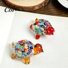Clear Glass Figurine for Car Hand Blown Millefiori Turtle Figurine, Mini Colorful Tortoise Statue, Cute Handcrafted Desk Accessory Cartoon Sea