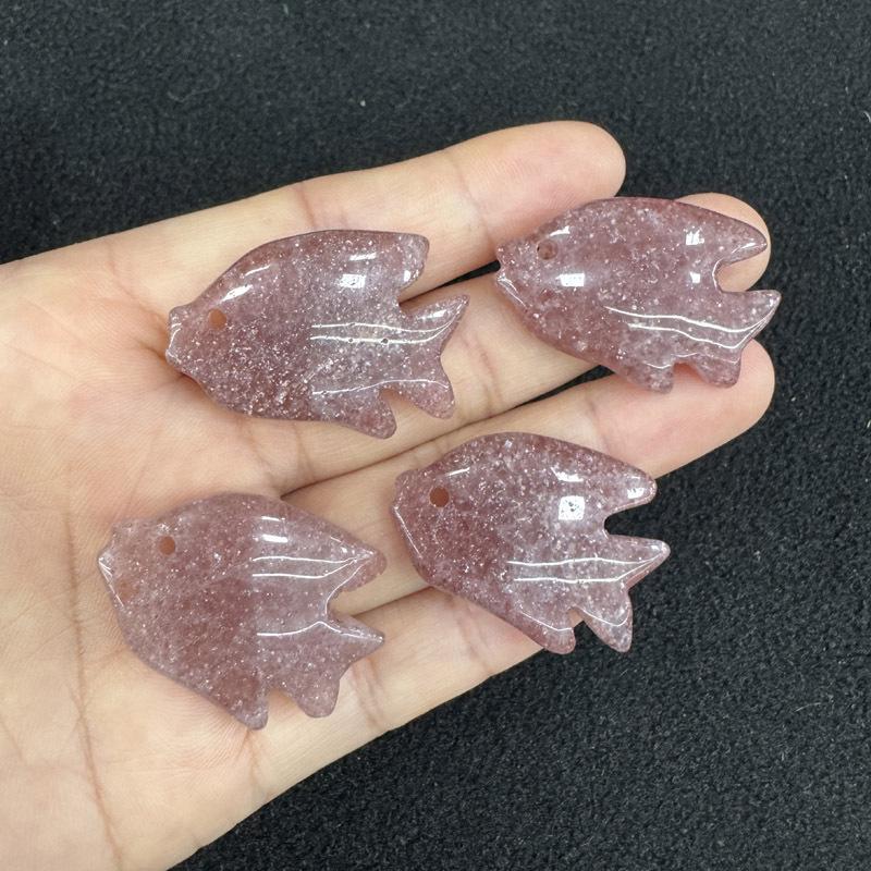 Rose Quartz Fish-Shaped Crystal Agate Pendant Necklace - Natural Stone DIY Jewelry Gift